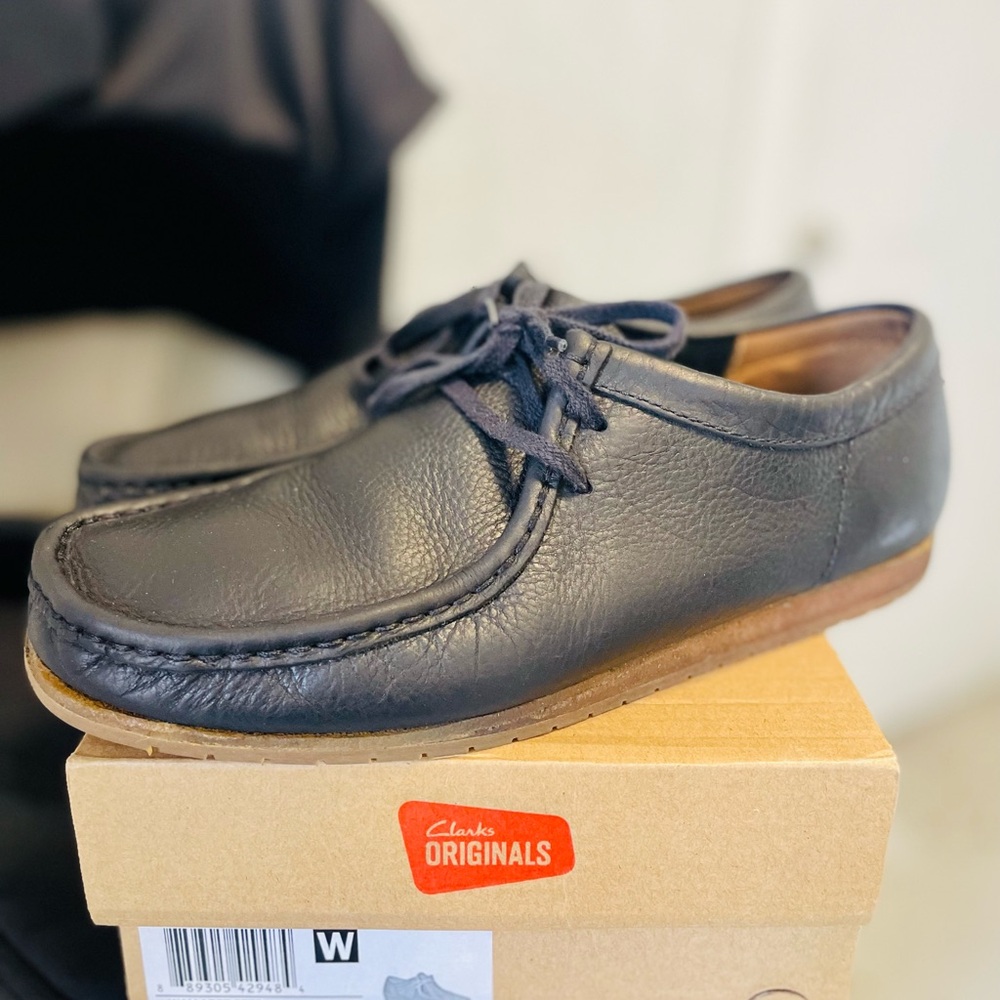 Men's Clark wallabee step Black Leather Shoes